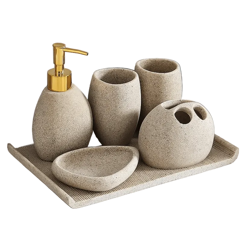 Badrumsset i Stenlook – Wabi-Sabi Stil & Rustik Elegans