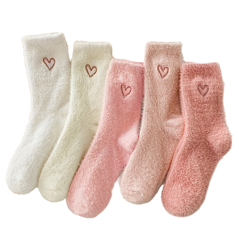 5 Par Mysiga HjärtStrumpor - kombinerar mjukhet och kärlek.