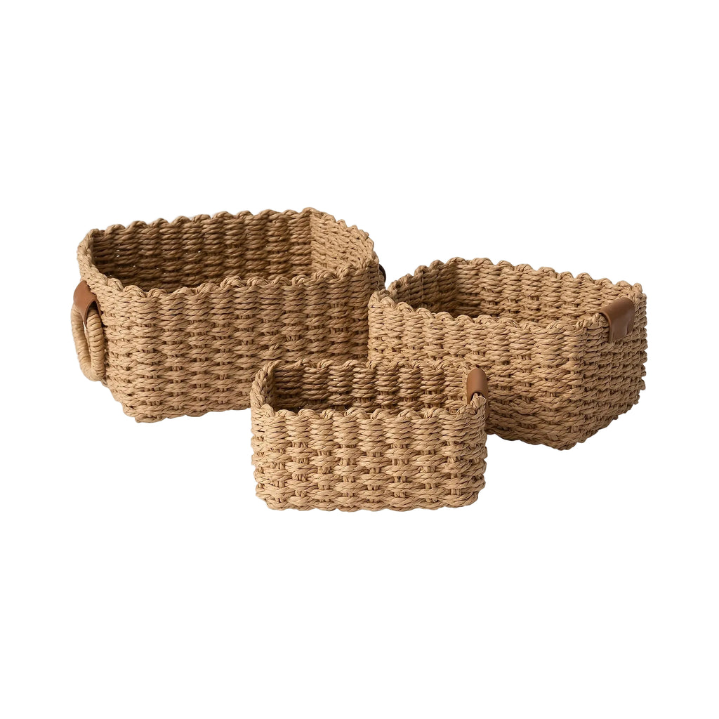 Vävda Förvaringskorgar i Khaki 3-pack – Stilren Organisering för Hemmet