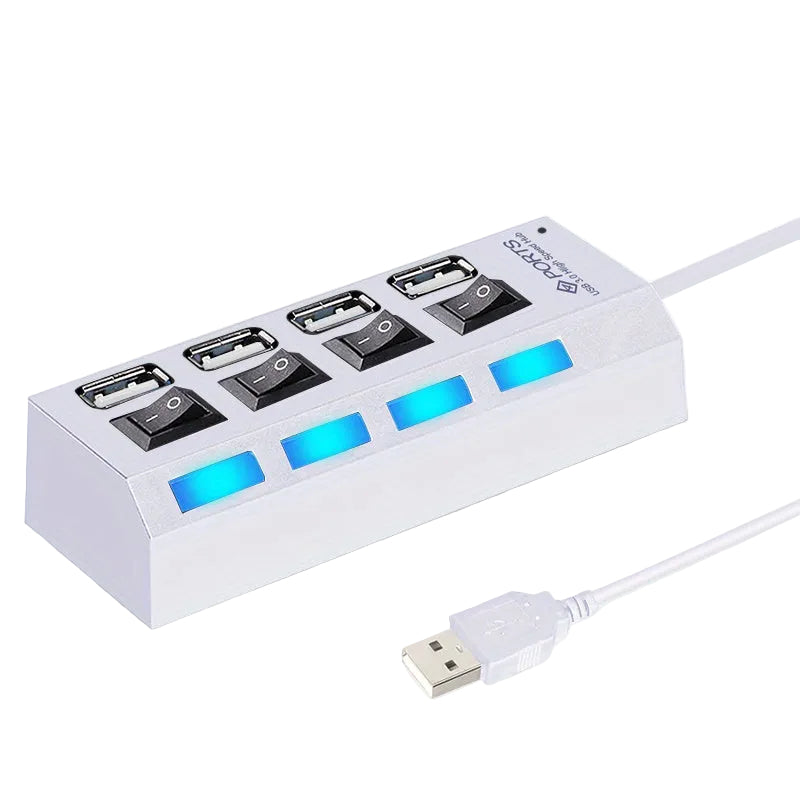 Höghastighets USB 2.0-hub med Oberoende Strömbrytare – 4 Portar