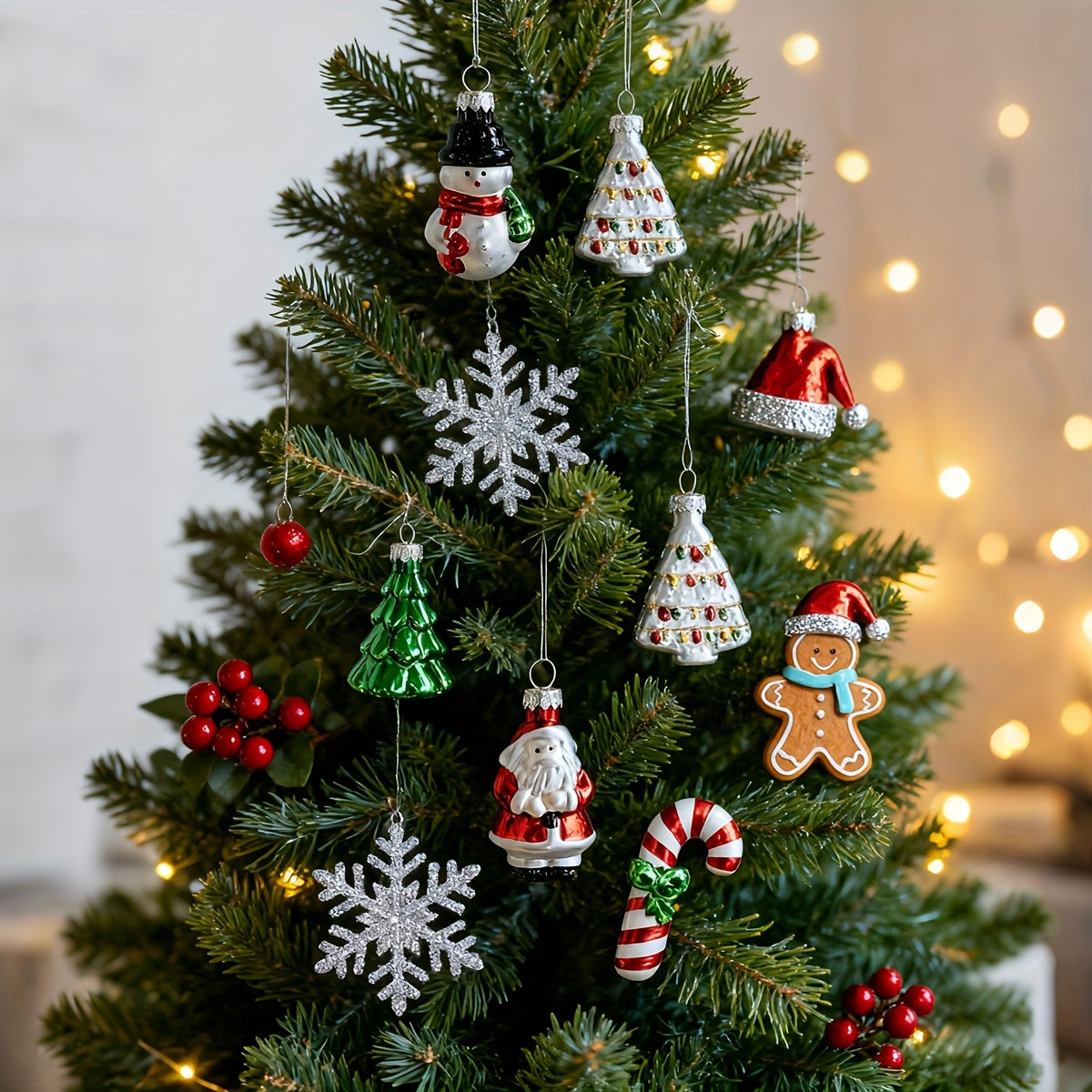 9-pack Glasjulgranspynt – Juldekorationer för Gran & Hem