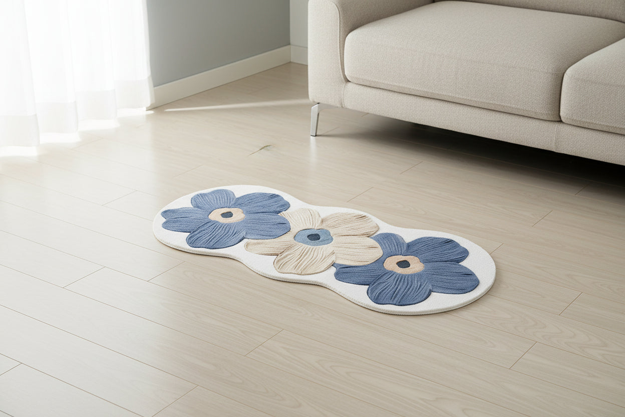 Mjuk Blommatta – I Blått