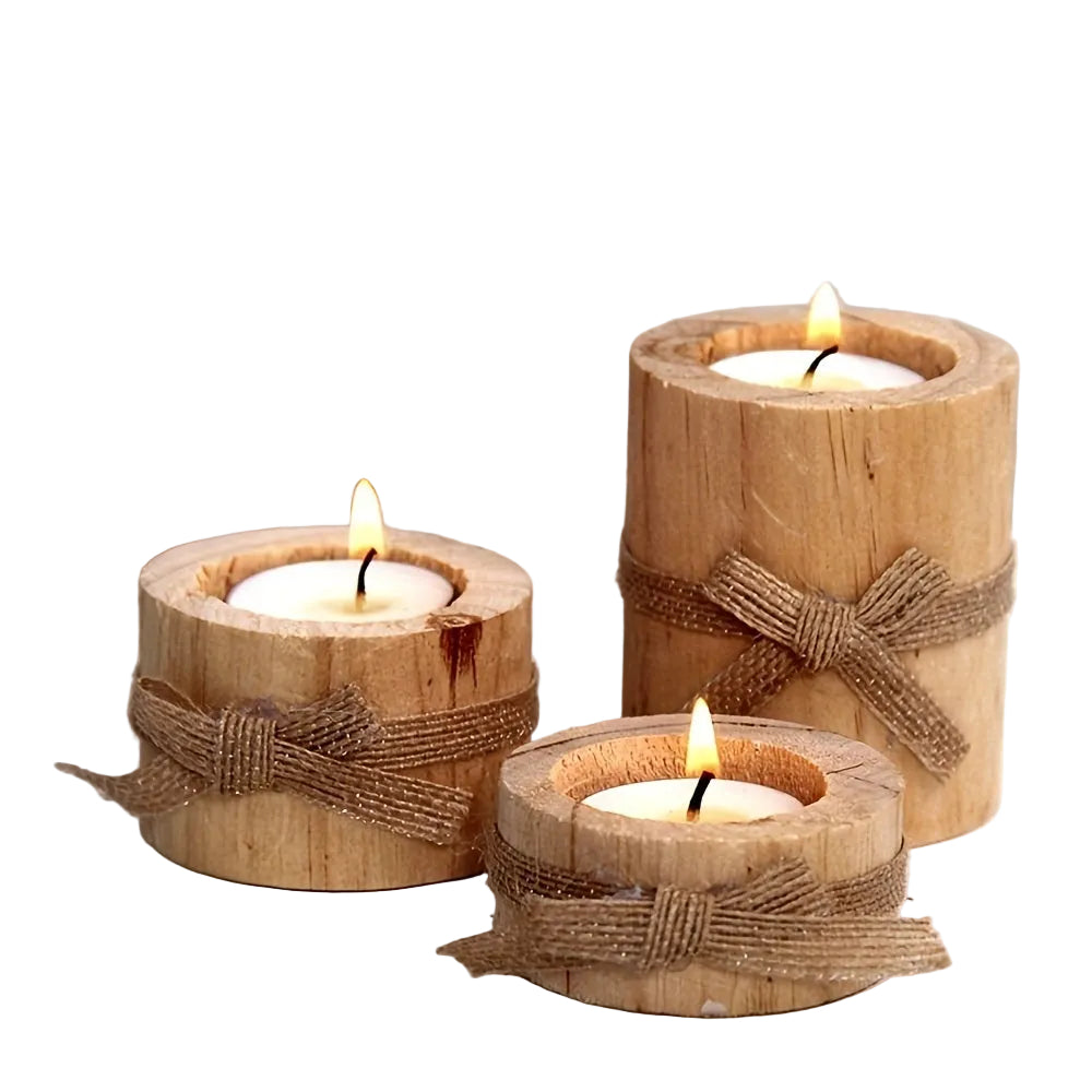 Rustika ljushållare i furu (Set om 3) - Naturlig Harmoni
