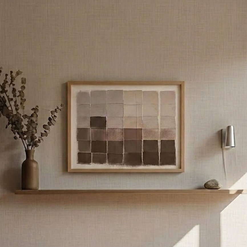 Tavla Abstrakt Rutnät – Brun & Beige