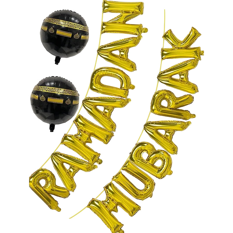 16 styck Guldfärgad Ramadan & Eid Ballong — Festlig Dekoration för eid firandet