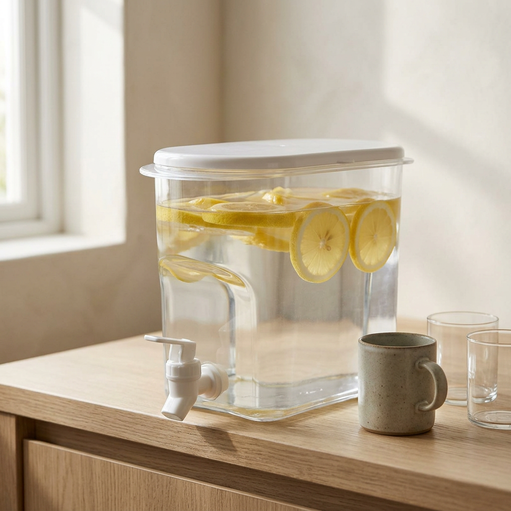 Dryckdispenser med kran 2,8 liter på köksbänk i ek – Homevibe