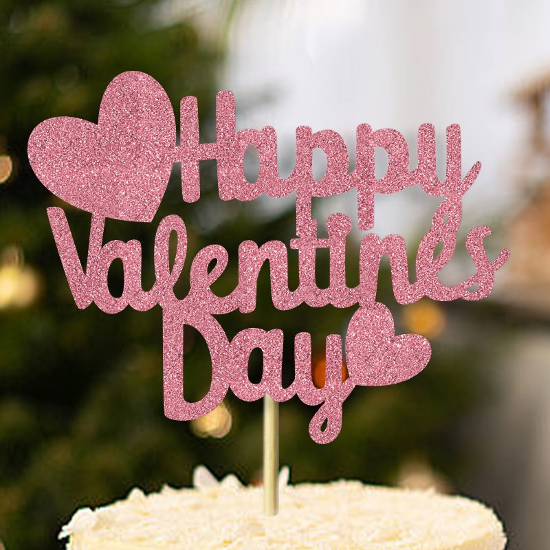 Happy Valentine’s Day Tårttoppare – Glittrande Dekoration för Kärleksfulla Firanden