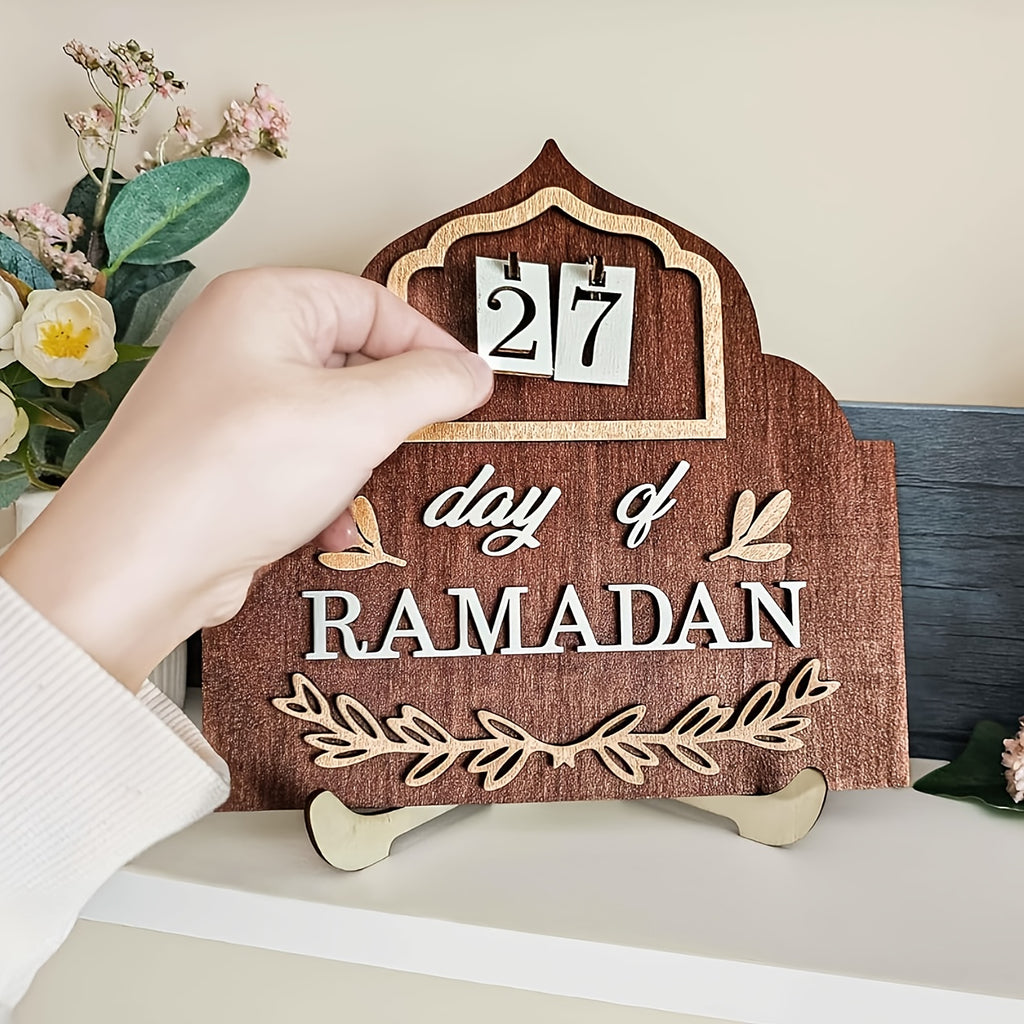 Ramadan Nedräkningskalender i Trä – Dekorativ kalender för Muslimska Hem