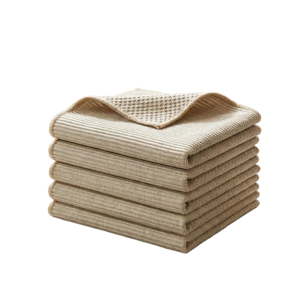 Våfflad Mikrofiberhandduk i Beige 5 st