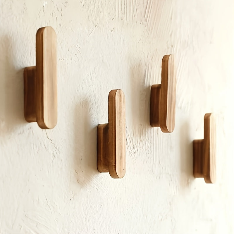 Träkrokar (4-pack) – Borrfri & Smart Förvaring