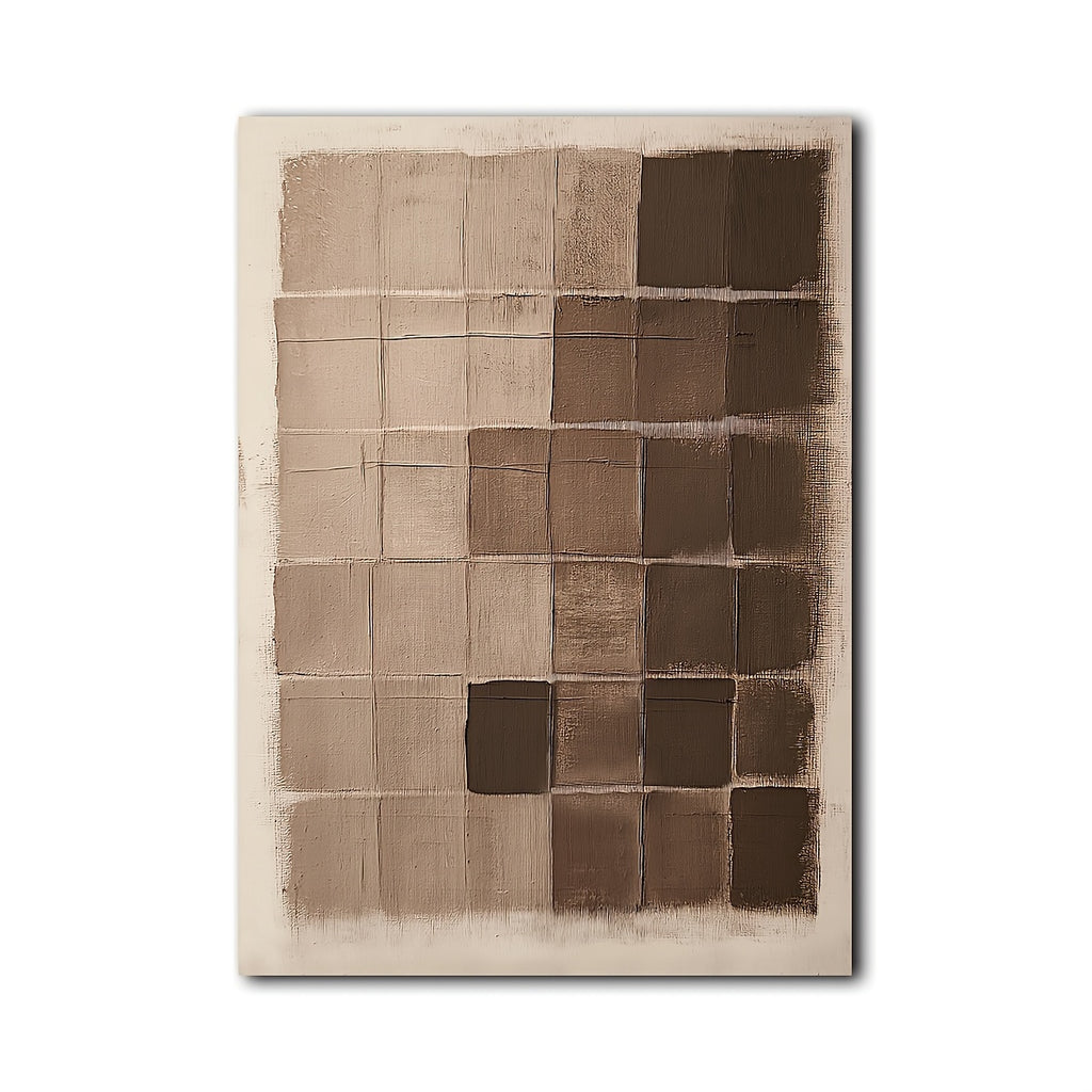 Tavla Abstrakt Rutnät – Brun & Beige