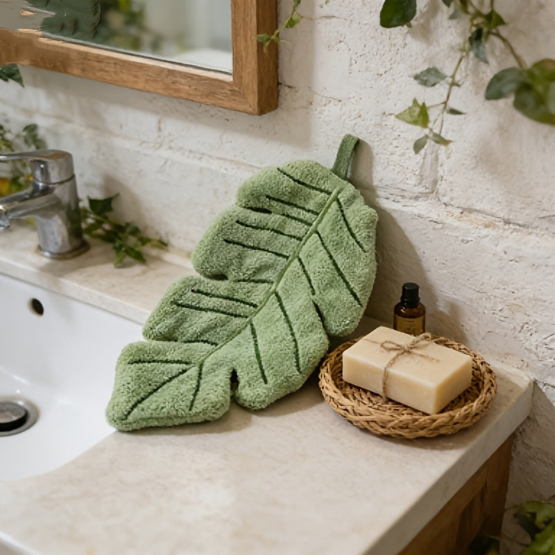 Dekorativ Bladformad Handduk – Mjuk & Absorberande