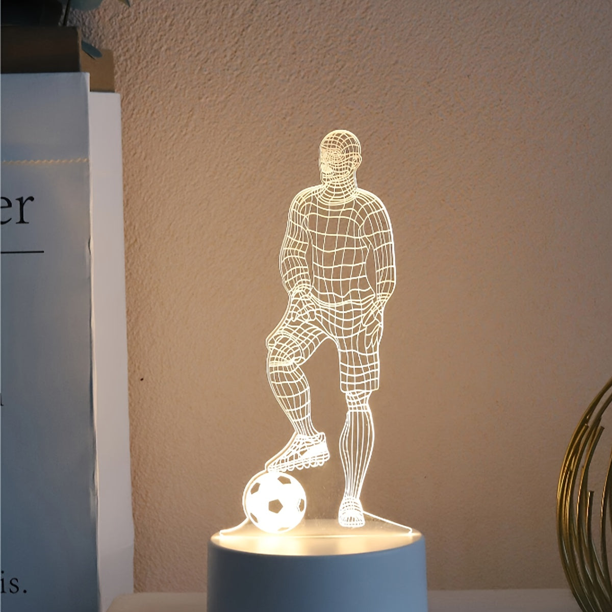 3D Fotbollsspelare LED-bordslampa – Sportig Stämningsbelysning