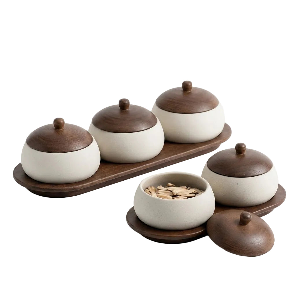 Snacksskålar i Keramik med Trälock & Bricka