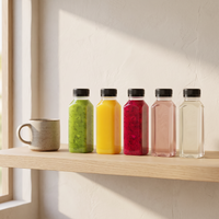 Juiceflaskor 5-pack på öppen kökshylla i ek – Homevibe