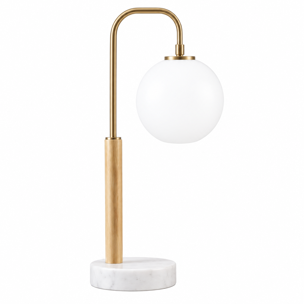 Bordslampa med marmorfot, produktbild vit bakgrund