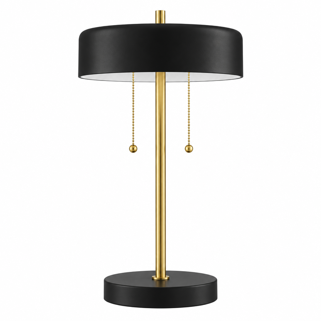 Bordslampa i metall, produktbild vit bakgrund