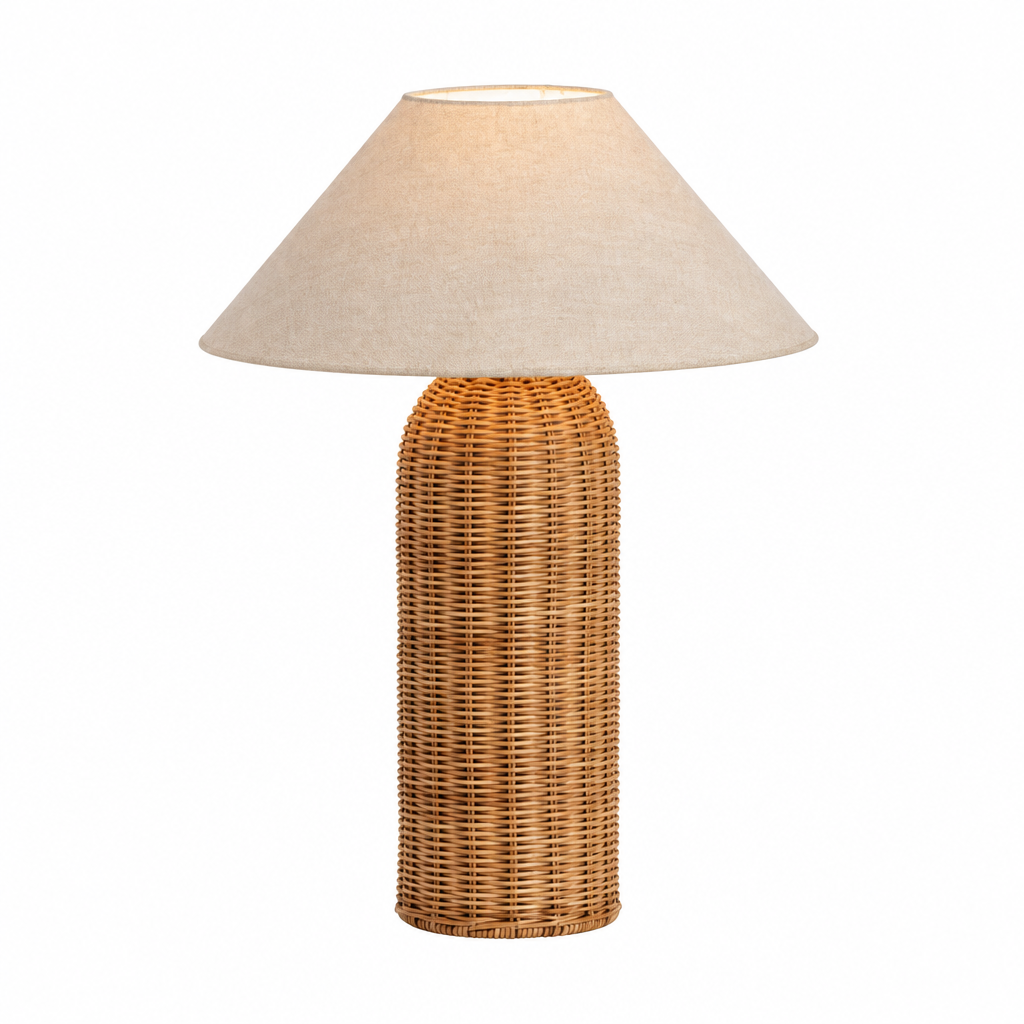 Bordslampa i wabi-sabi stil på vit bakgrund