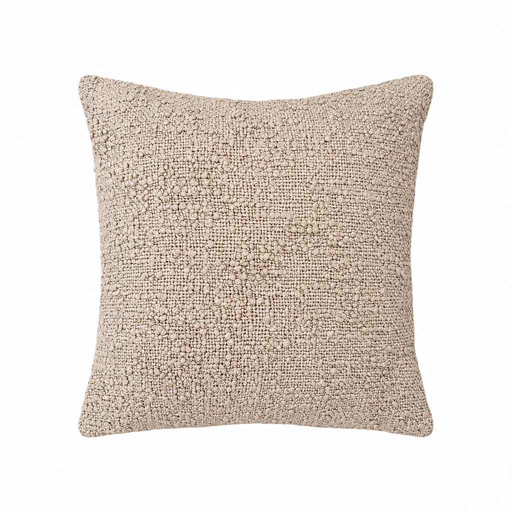 Kuddfodral i bomullsbouclé, beige