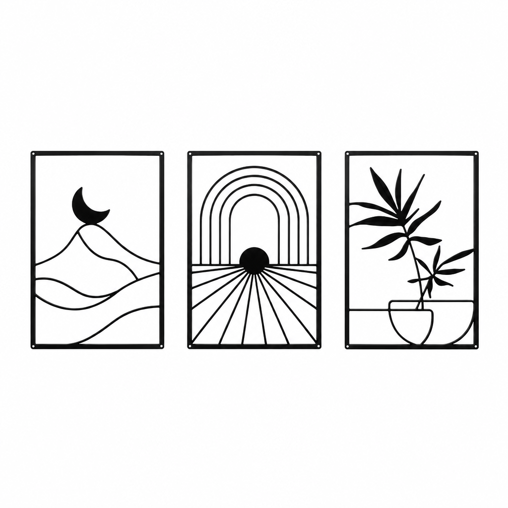 Väggkonst Sol, Måne & Växt – Rak