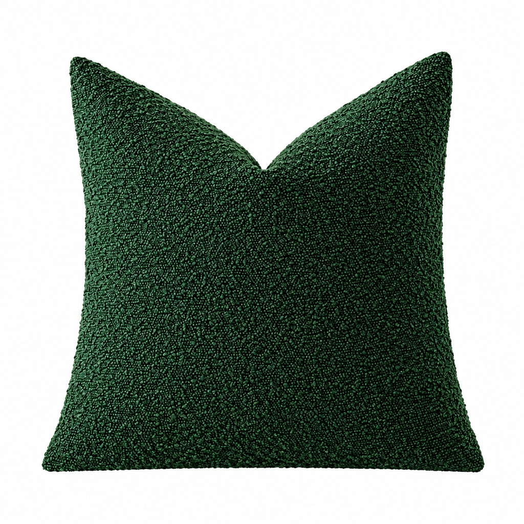 Kuddfodral bouclé – Skogsgrön
