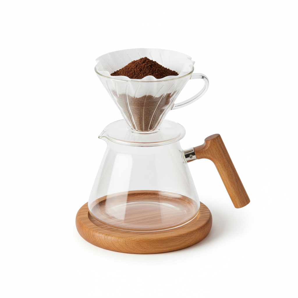 Kaffebryggare Manuell i Glas och Trä