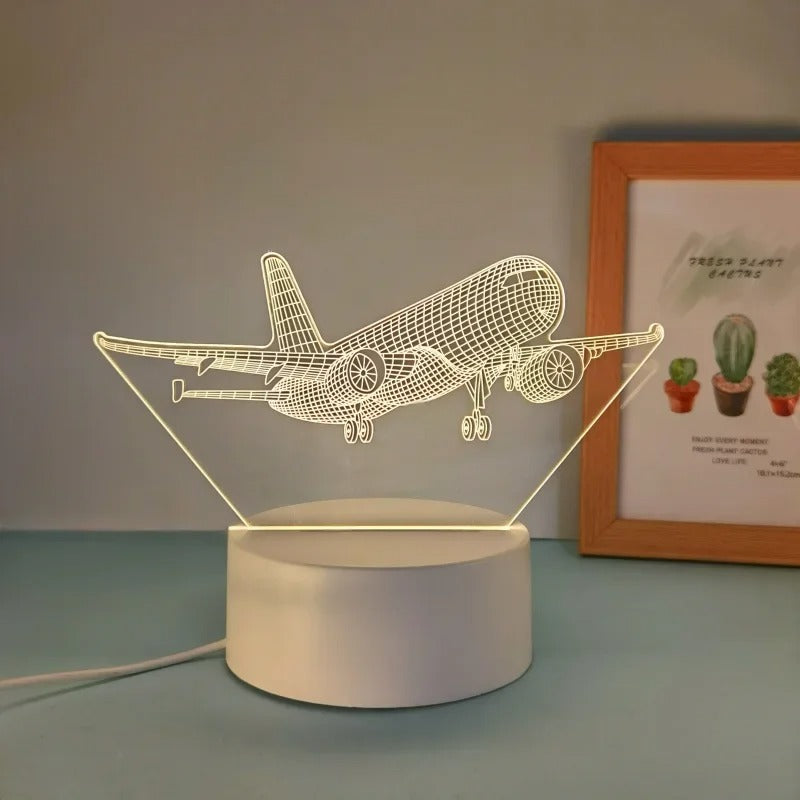 3D Flygplans Nattlampa – LED Bordslampa