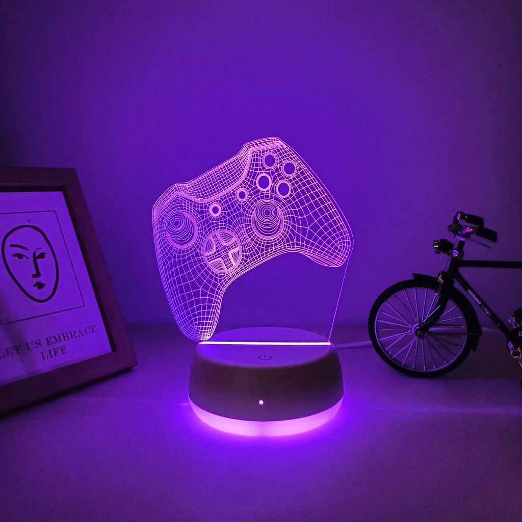 3D Gaming Controller Nattlampa – Färgglad LED Bordslampa