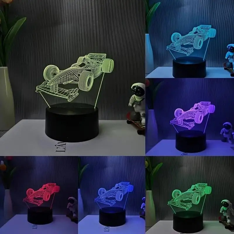 Formel Racing 3D Nattlampa – Sportig LED Bordslampa