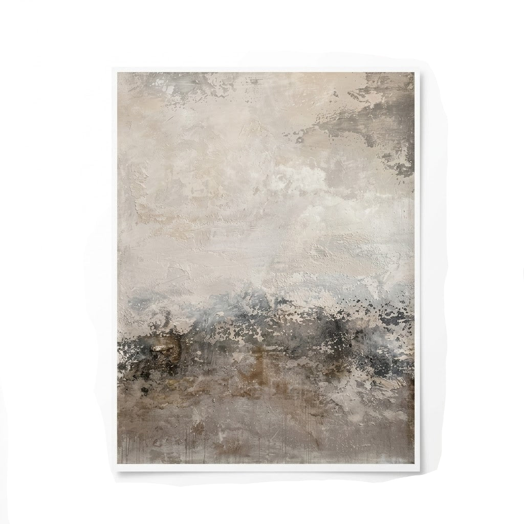 Tavla Abstrakt Landskap – Poster i Beige & Grått