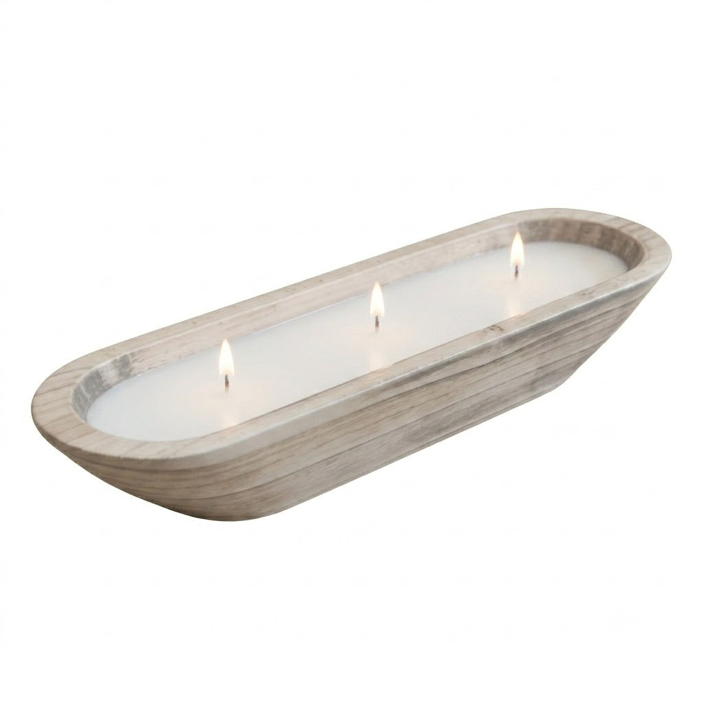Skulpturalt Träljus med Tre Vekar