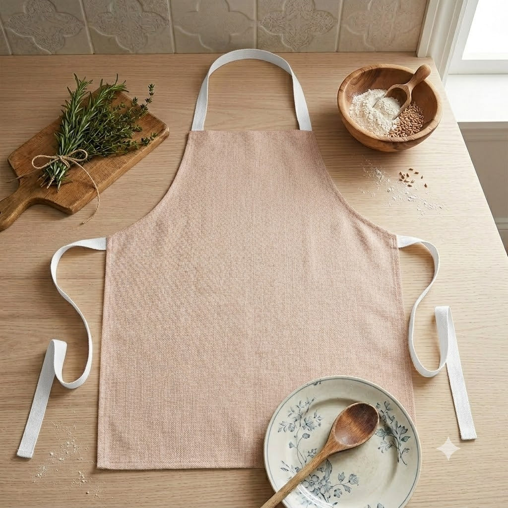Mjukt Linneförkläde i Rosa/Beige