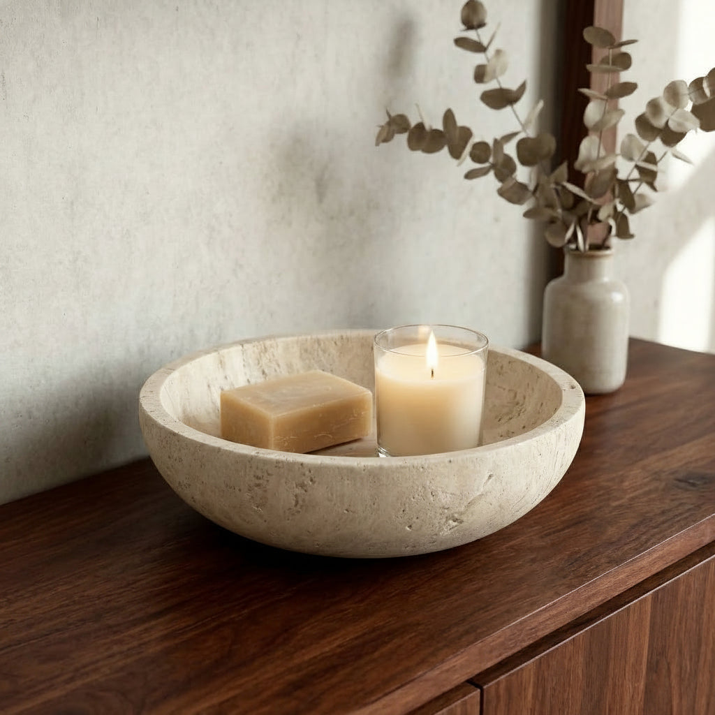 Dekorationsskål i Travertin – Modern Centerpiece