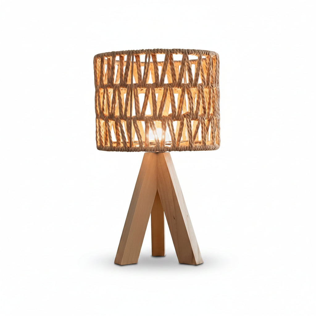 Bordslampa - Dimbar LED i Trä & Naturfiber