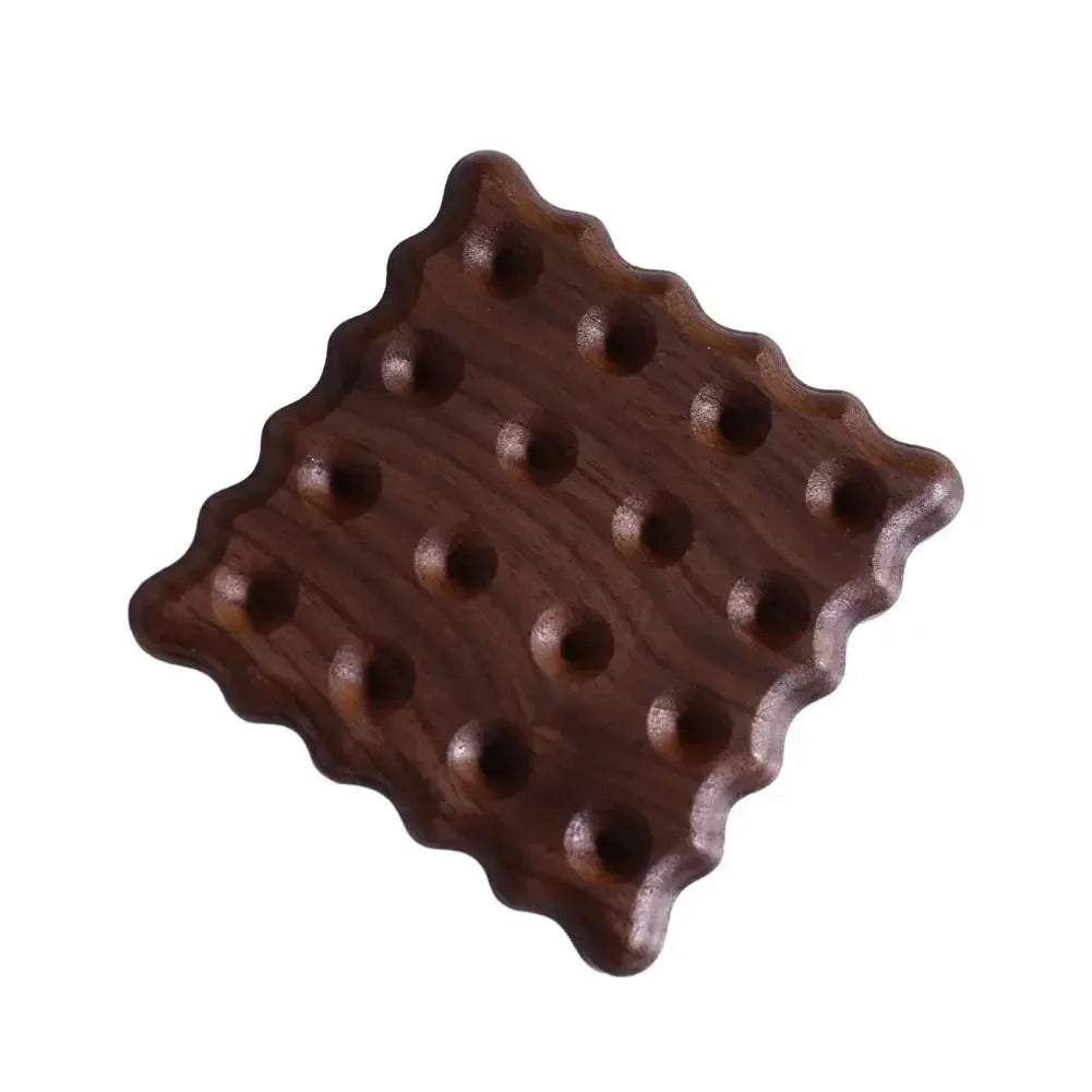 Cookie formade glasunderlägg i massivt trä