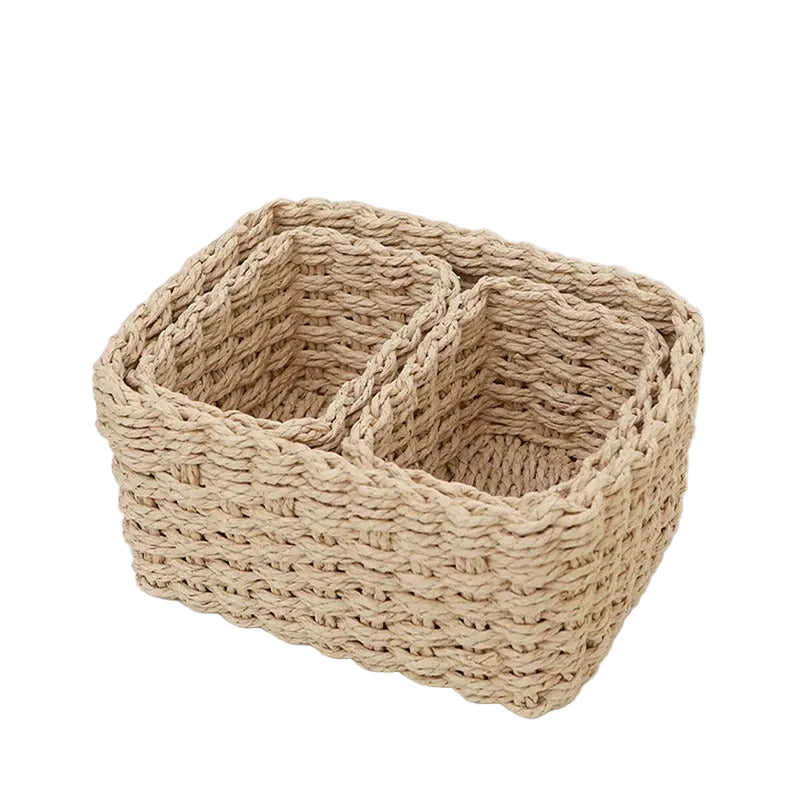 3-delars Set Handvävda Förvaringskorgar i Beige