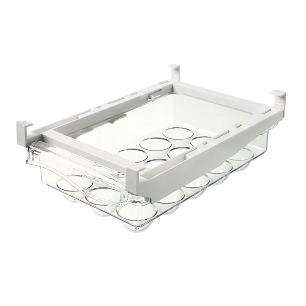 Transparent kylförvaring med draguttag – perfekt för ägg och grönsaker