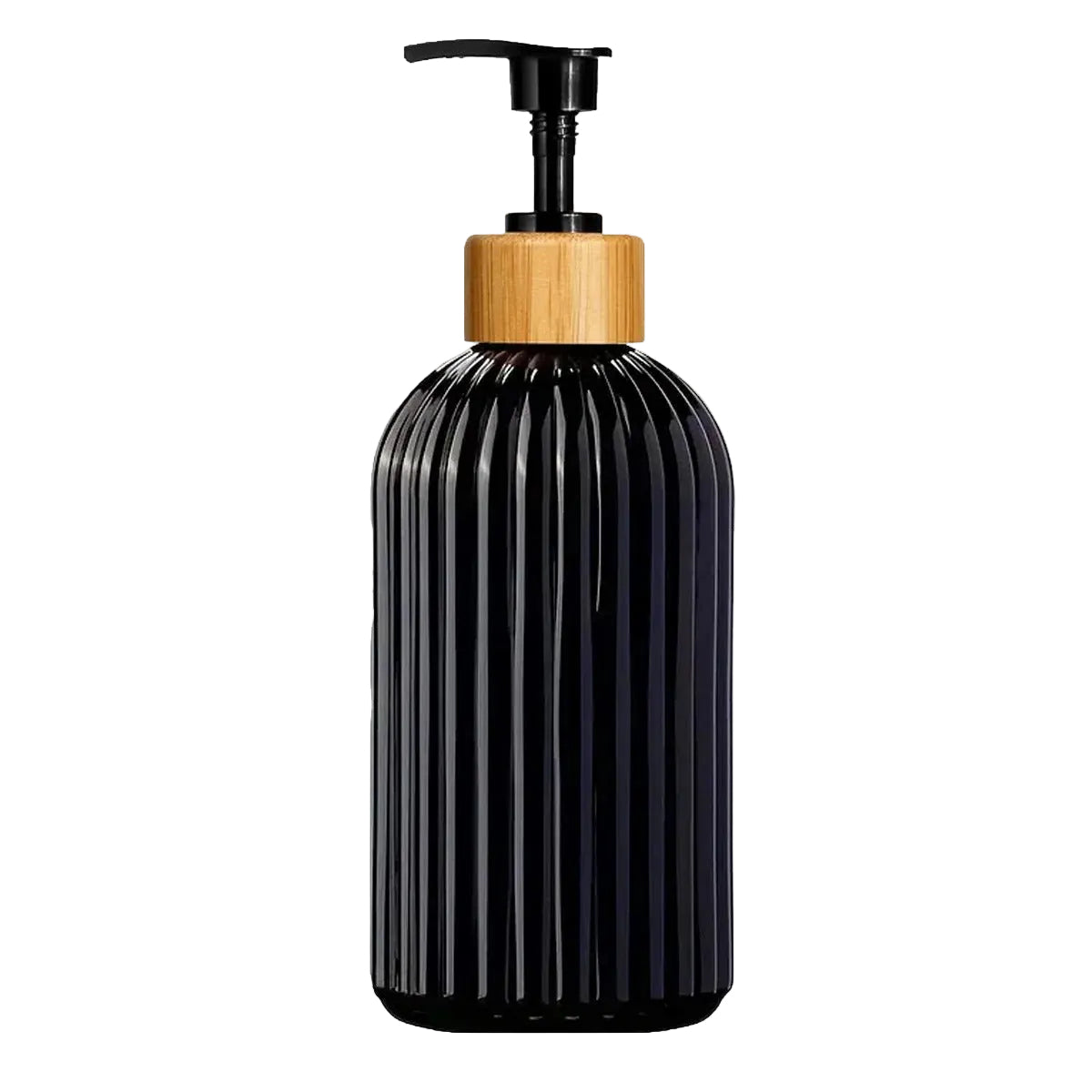 Svart Elegant Pumpflaska med Bambudetalj (500 ml)
