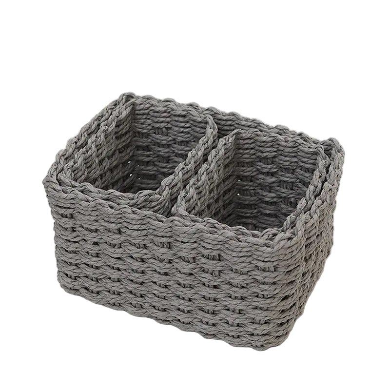 3-delars Set Handvävda Förvaringskorgar i Grått