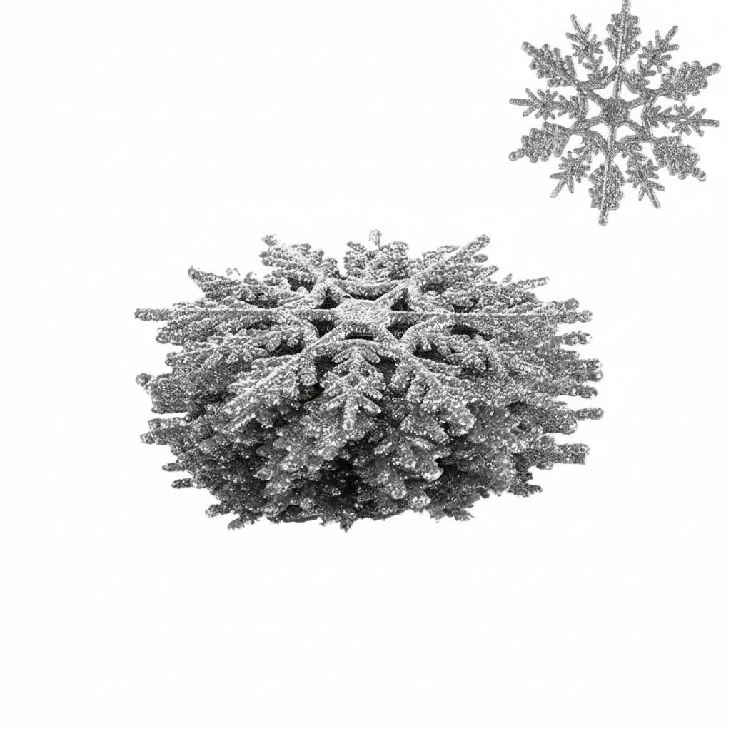 12-pack Snöflingor i Guld & Silver – Festlig Juldekoration