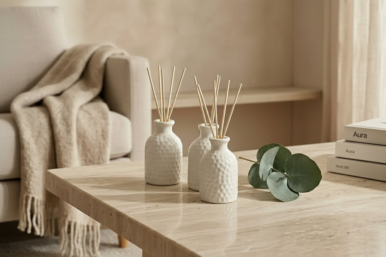 Mini Keramikvas 'Struktur' i Vit – Set om 3