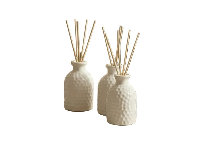 Mini Keramikvas 'Struktur' i Vit – Set om 3